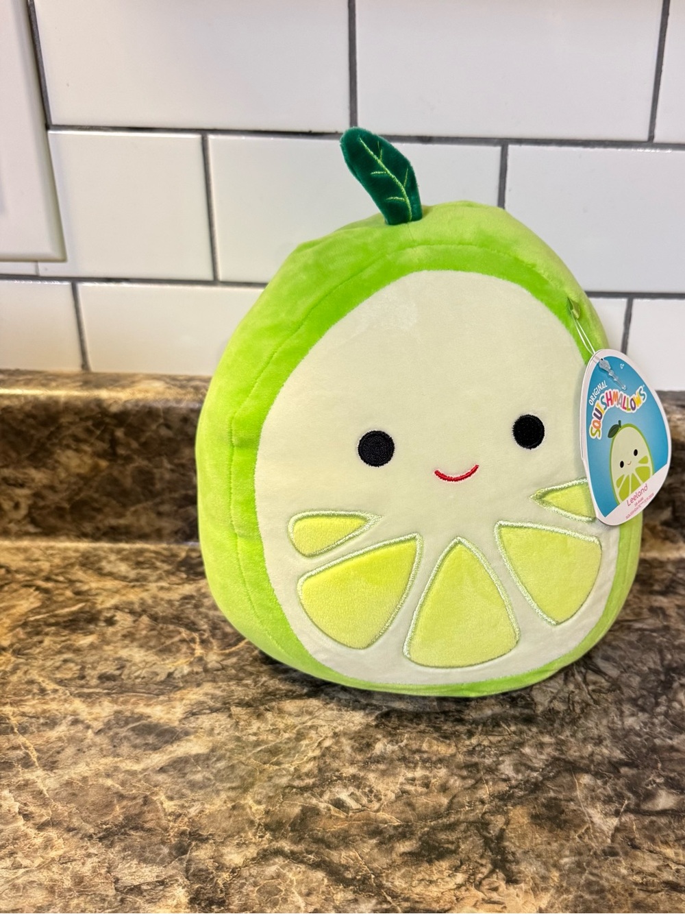 Squishmallows Leland Lime Slice Plush -8”- Bright Green & Cream